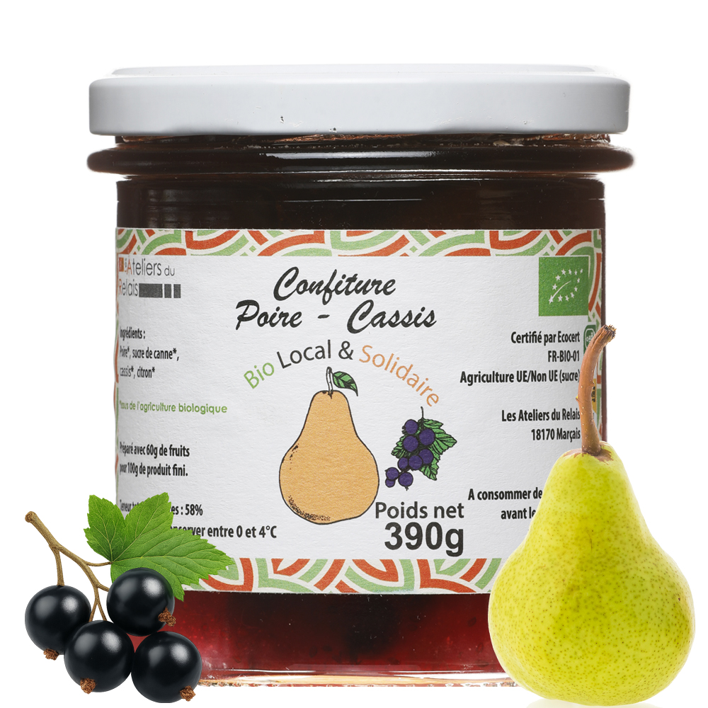 Confiture - Poire et cassis - 390gr